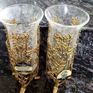 Gatco brass and glass vase